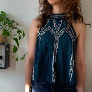 Free People Teal Top